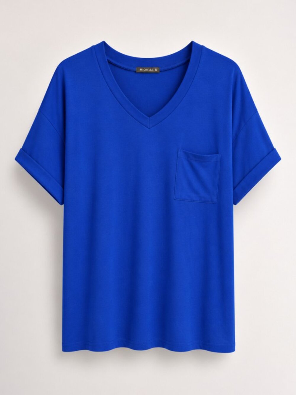 Like New Miholl Royal Blue V-Neck Short Sleeve Pocket Tee - XL